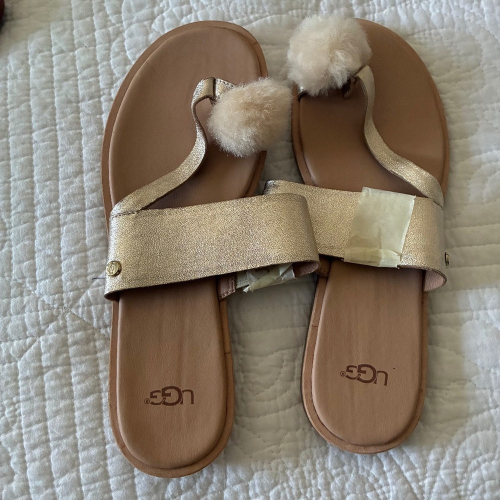 Uggs gold sandals NWT